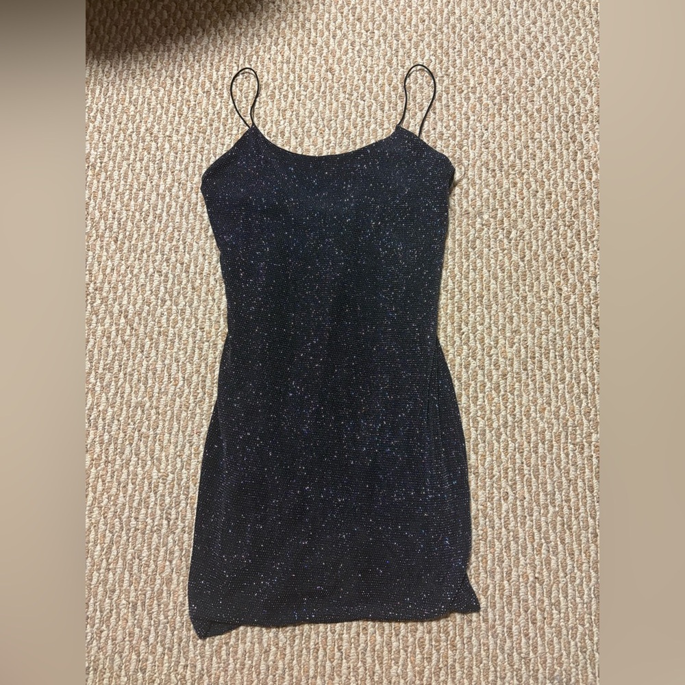 Olive Tree Elegant Black Glitter Dress